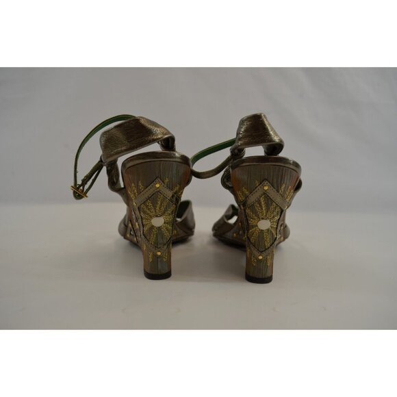 Hilary Radley Embroidered Wedges Slingback Open Toe Sandals Size 9M - Picture 4 of 9